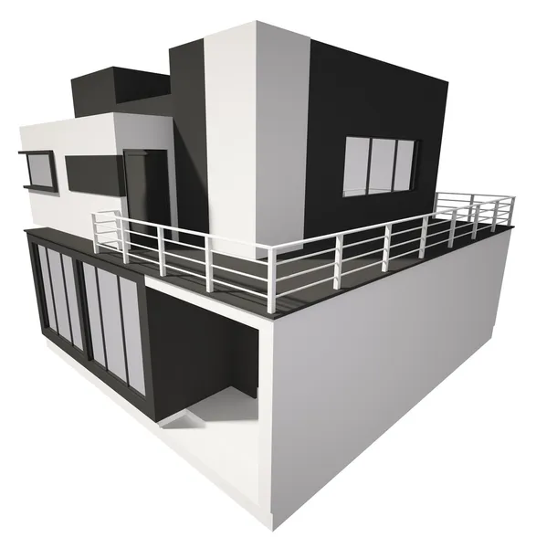 Modernt hus utvändigt isolerat över vita 3d — Stockfoto