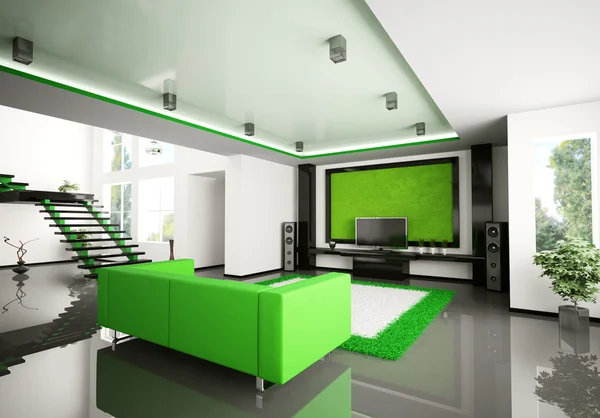 Interior moderno de la sala de estar 3D — Foto de Stock