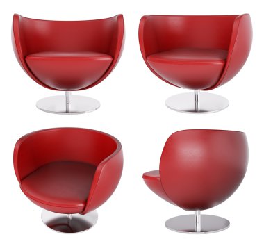 Red leather armchairs 3d clipart