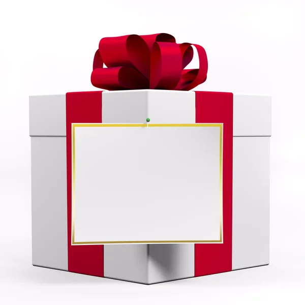Біла подарункова коробка з червоною стрічкою 3d — стокове фото