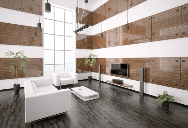 Modernt vardagsrum interiör 3d render — Stockfoto