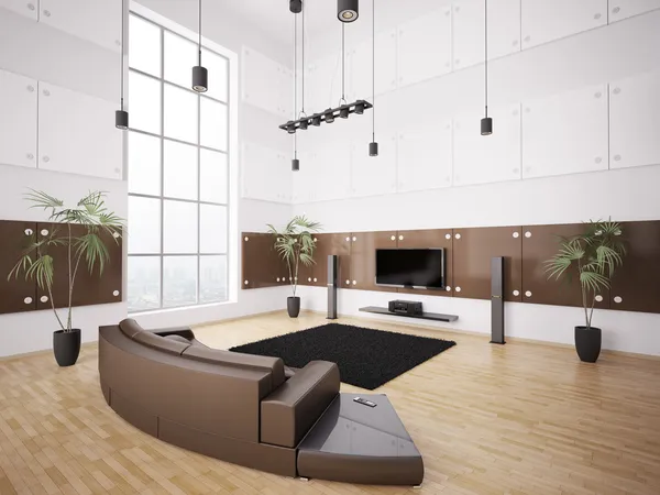 Современный интерьер гостиной 3d — стоковое фото