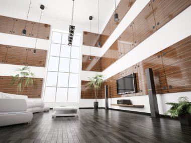 Modern living room interior 3d render clipart