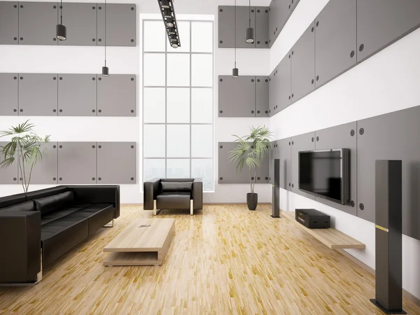 Moderno salón interior 3d render —  Fotos de Stock