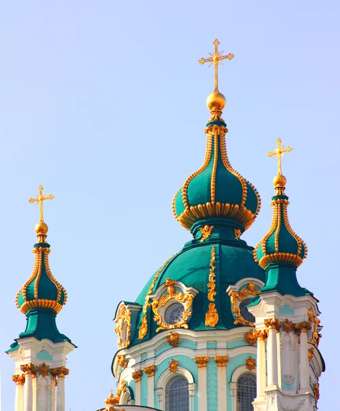 Religious places in Kiev, green domes — Stock Photo, Image