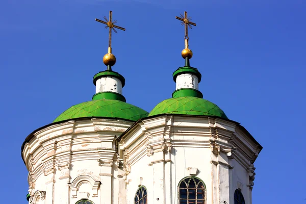 Religious places in Kiev, green domes — Stock Photo, Image