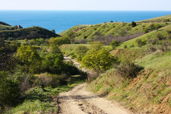 stock image The road in the mountains near sea