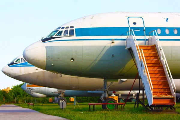 stock image Big passenger airplane under sky