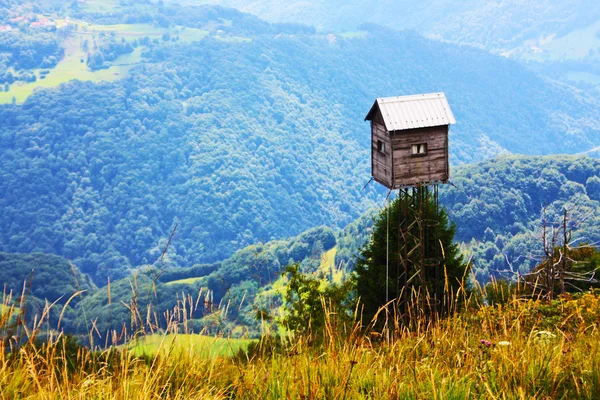 Litet trä hus i Alperna — Stockfoto