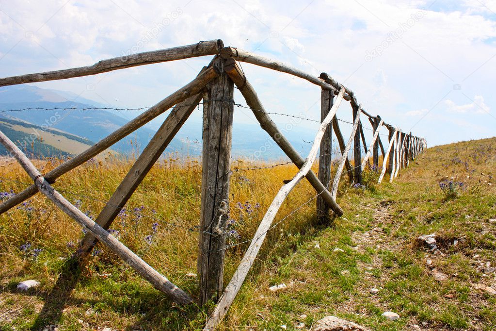 Beautiful wooden fence in the Apennines