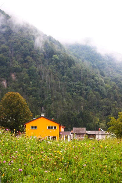Small town Tplmin in the Alps taken in summer in Slovenia — Stock Photo, Image