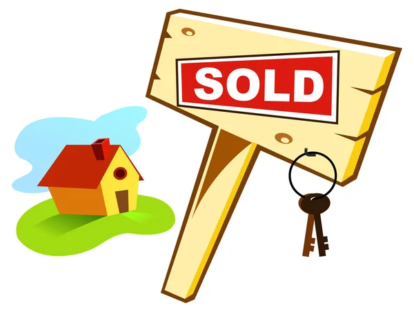Vendido Casa — Vetor de Stock