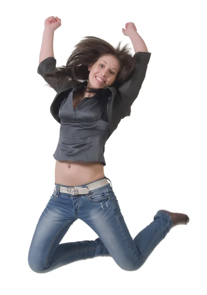 Young lady in a jump — Stock Photo, Image