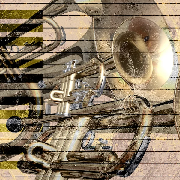 Fond jazz piano et trompette — Photo