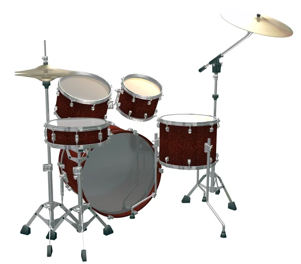 Drum Kit απομονώνονται σε λευκό — Φωτογραφία Αρχείου