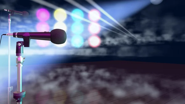 Микрофоны на сцене — стоковое фото