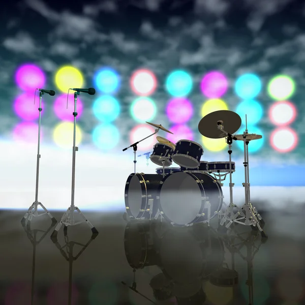 Instrumentos musicais em um palco de música — Fotografia de Stock