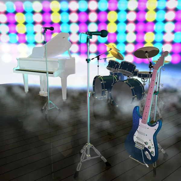Musikinstrumente auf einer Musikbühne — Stockfoto