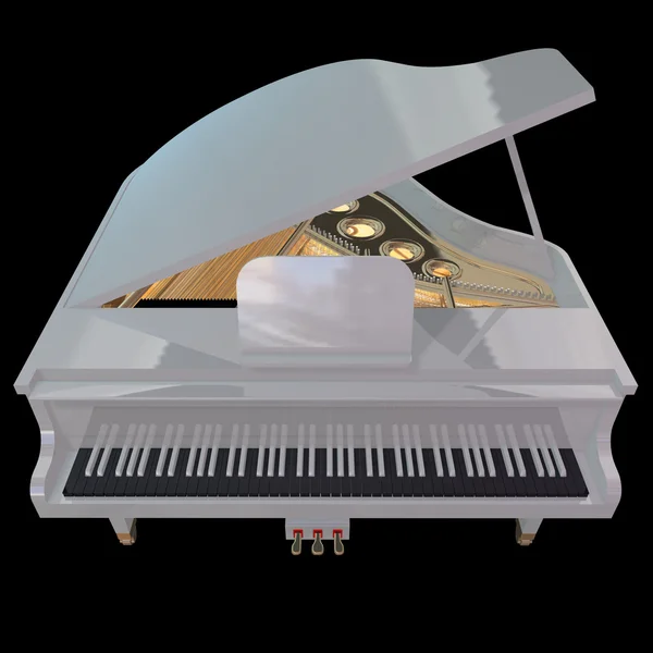 Gand piano geïsoleerd op een zwarte achtergrond — Stockfoto