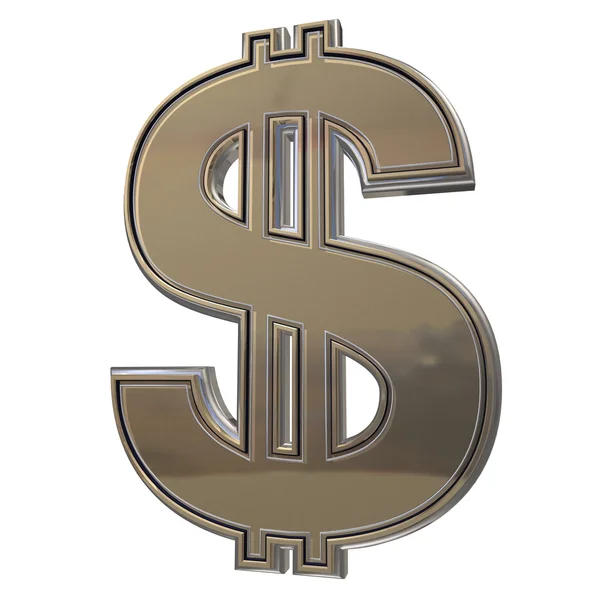 Sinal dólar isolado em um fundo branco — Fotografia de Stock