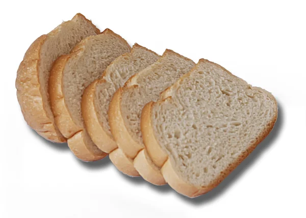 Pão fatiado isolado em um branco — Fotografia de Stock