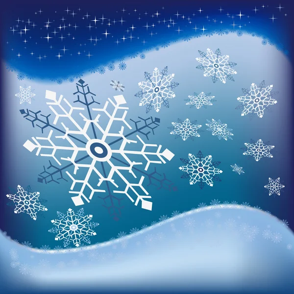 Abstrakt jul snöflinga och stjärnor i bakgrunden — Stock vektor