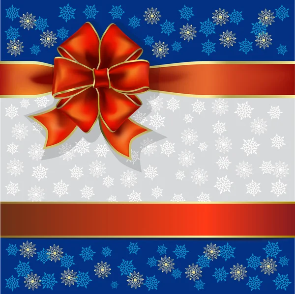 Weihnachtsgeschenk Band auf einem Schneeflocken Hintergrund — Stockvektor