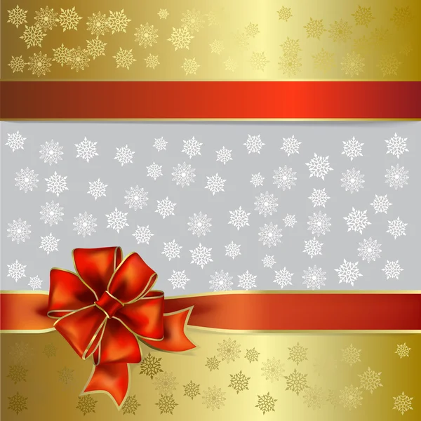 Christmas gift ribbon on a snowflakes background — Stock Vector