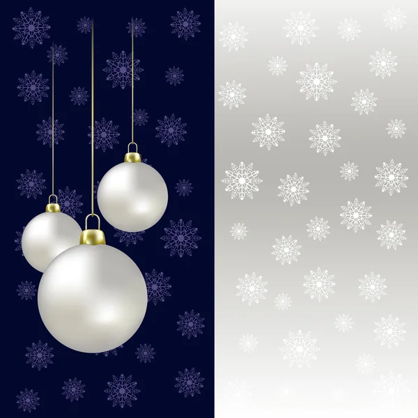 Bolas de Natal e flocos de neve em um fundo cinza — Vetor de Stock