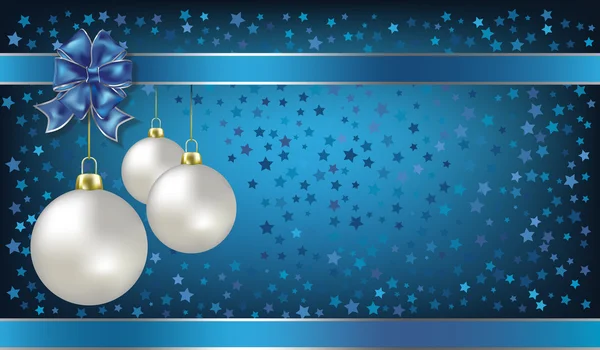 Рождественские шары и звезды синий векторный фон — стоковый вектор