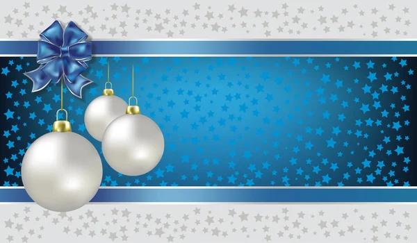 Noel topları ve yıldız vektör arka plan mavi — Stok Vektör