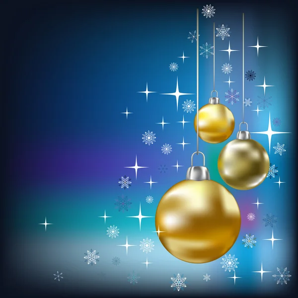 Bolas de Natal e estrelas fundo vetor azul — Vetor de Stock