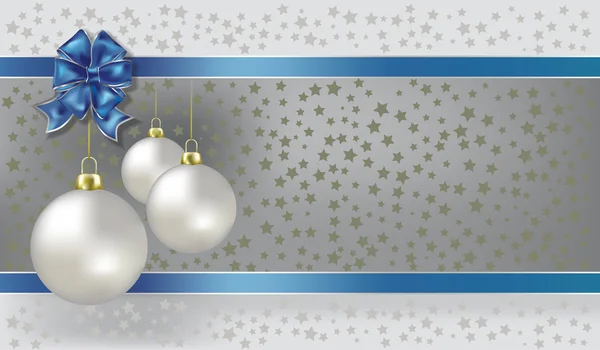 Bolas de Natal e estrelas fundo vetor de prata — Vetor de Stock