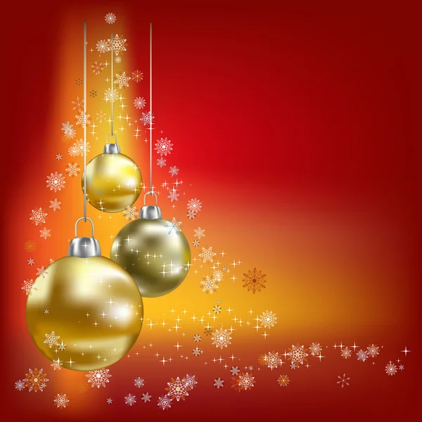 クリスマスのボールし、赤のベクトルの背景の星 — ストックベクタ