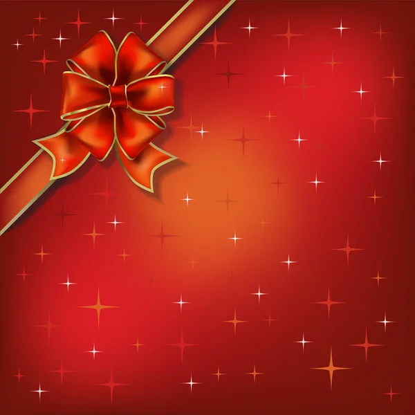 Boże Narodzenie ilustracja kokarda na tle gwiazd — Wektor stockowy