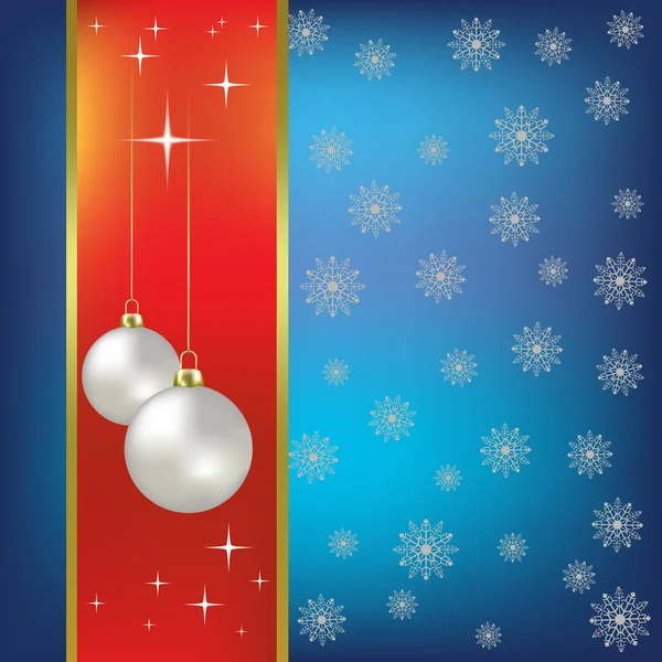Vánoční vektorové pozadí perleťově koule a sněhové vločky — Stockový vektor