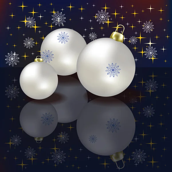 クリスマス ボールと黒の背景の星 — ストックベクタ