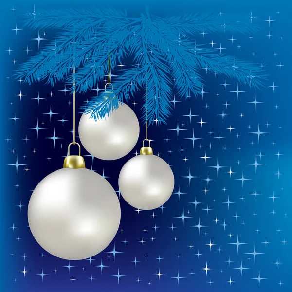 Christmas balls and stars on a blue background — Stock Photo, Image