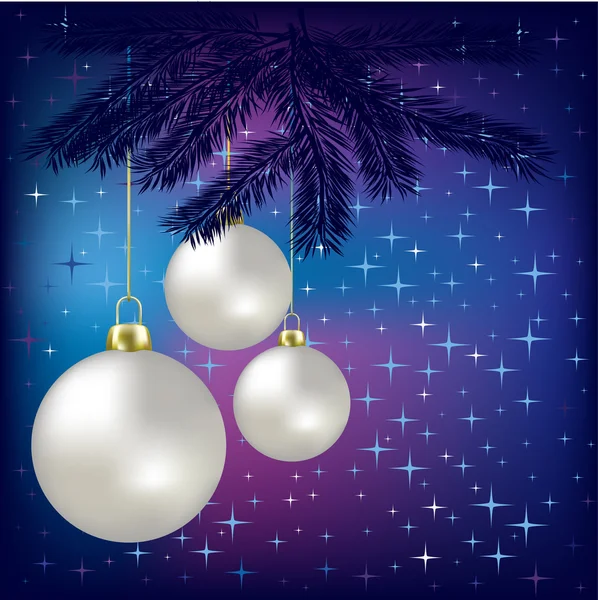 Weihnachtskugeln und Sterne auf blauem Hintergrund — Stockfoto