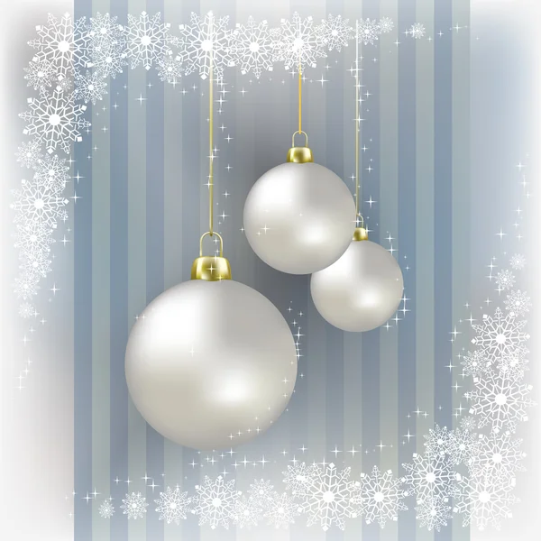 Julgranskulor och snöflingor grå bakgrund — Stockfoto