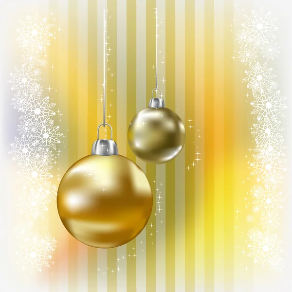 Різдвяні кульки та сніжинки на жовтому фоні — стокове фото