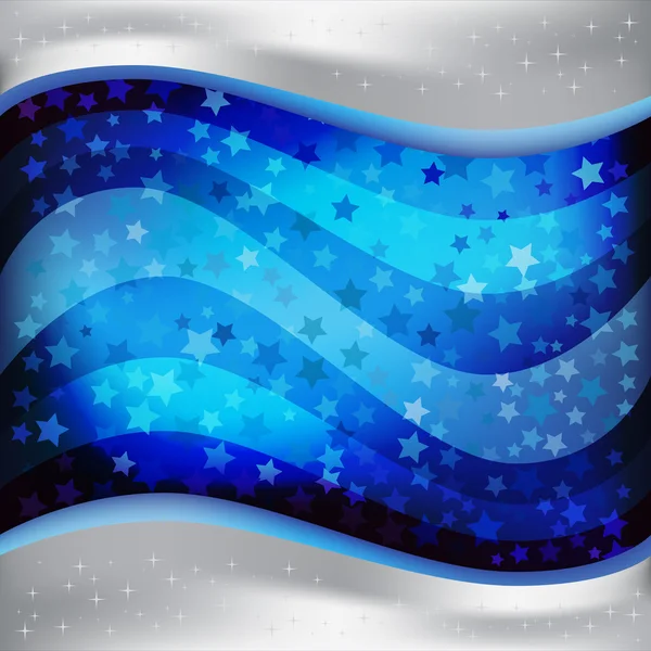 Christmas blue wave greeting with stars — Stock Photo, Image