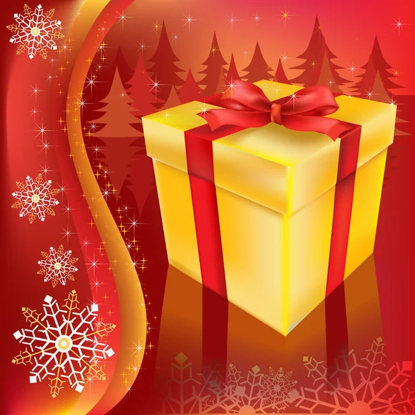 Karácsonyi ajándék a piros háttér — Stock Fotó