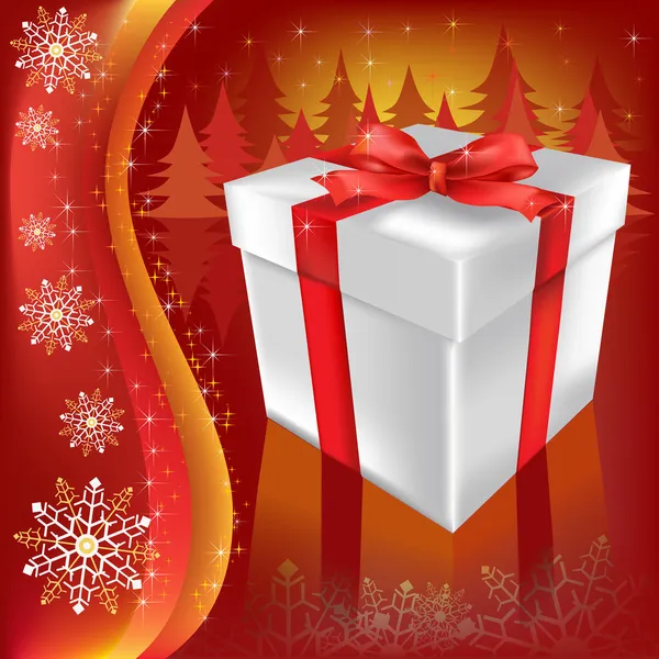 Weihnachtsgeschenk auf rotem Hintergrund — Stockfoto