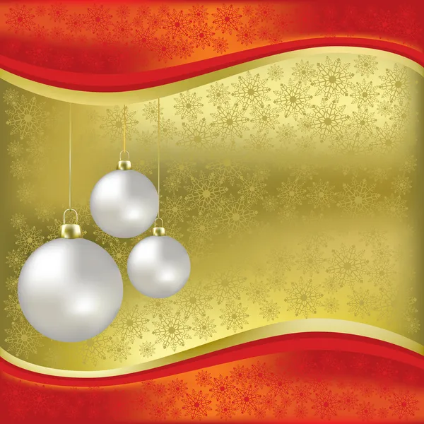 Vánoční pozdrav s bílými kuličkami — Stock fotografie