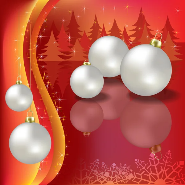 Saudação de Natal com bolas brancas — Fotografia de Stock