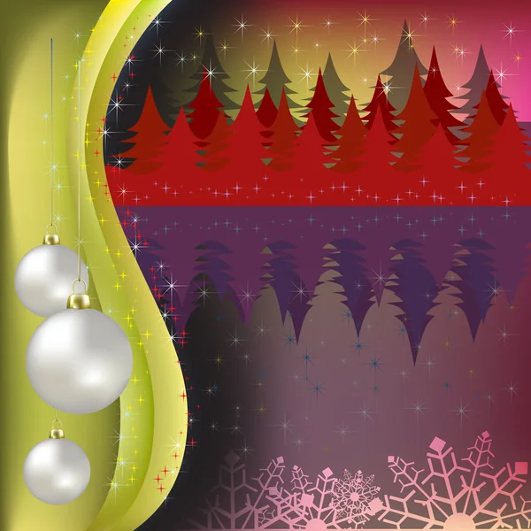 Saludo navideño con bolas blancas fondo rojo —  Fotos de Stock