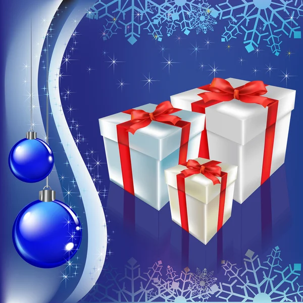 Christmas Present met lint & boog — Stockfoto