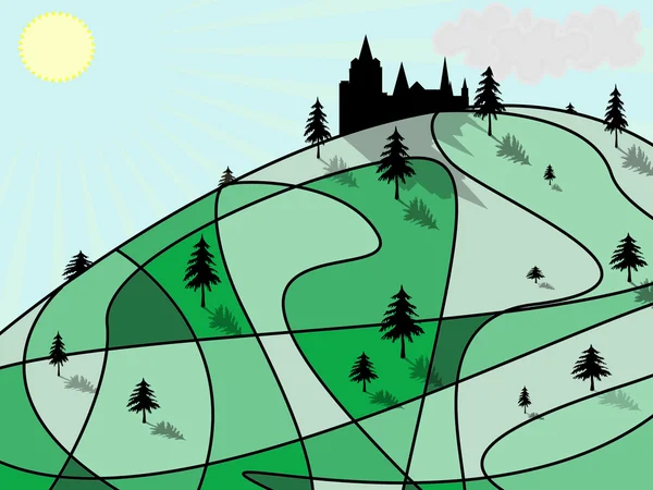 Zelený kopec — Stockový vektor