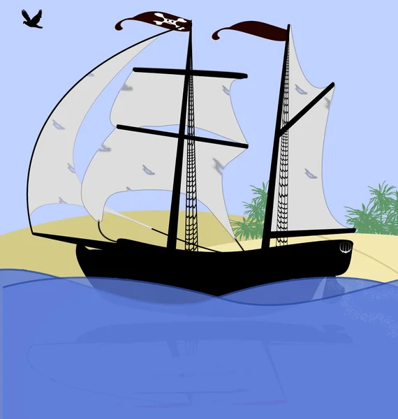 Пиратская лодка — стоковый вектор